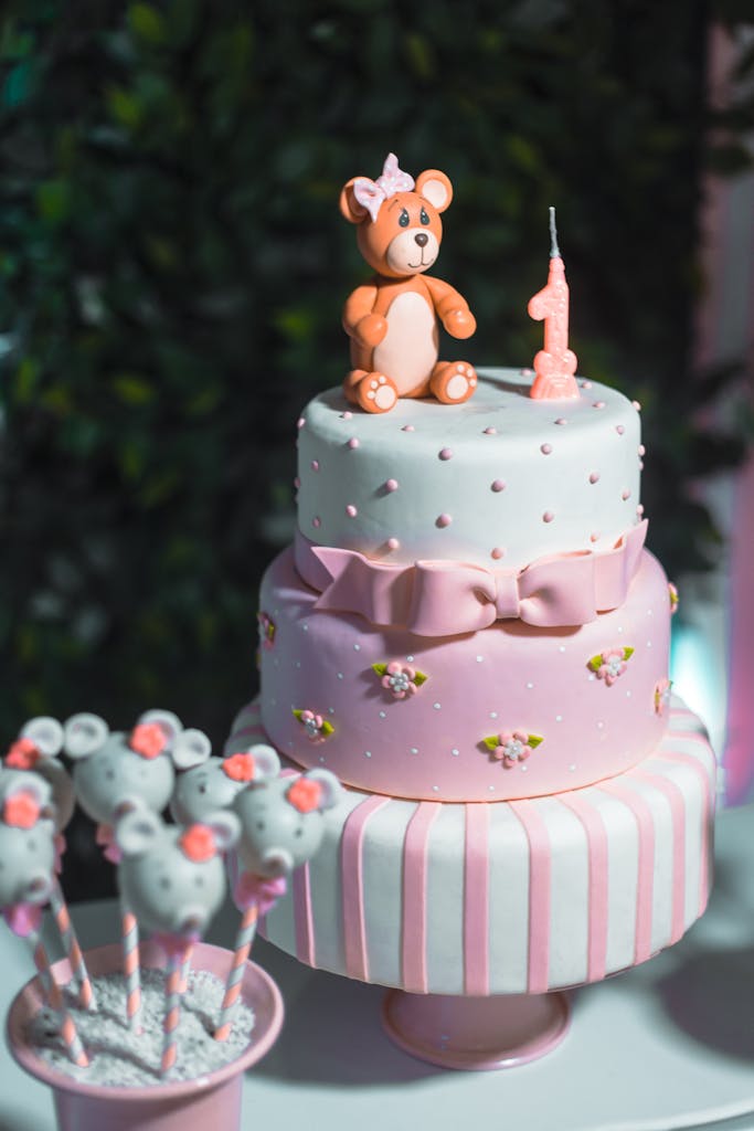 First Birthday Pink Three-layered Cake